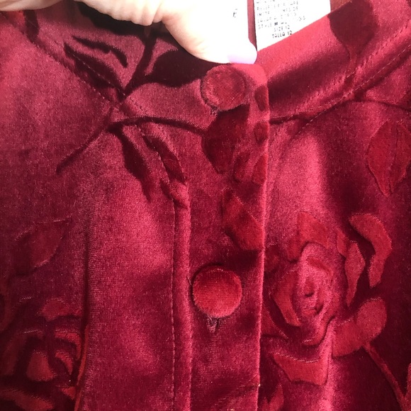 Studio Ease Velvet Jacket with Floral Detail and Covered Buttons  Size 12 - Picture 4 of 5